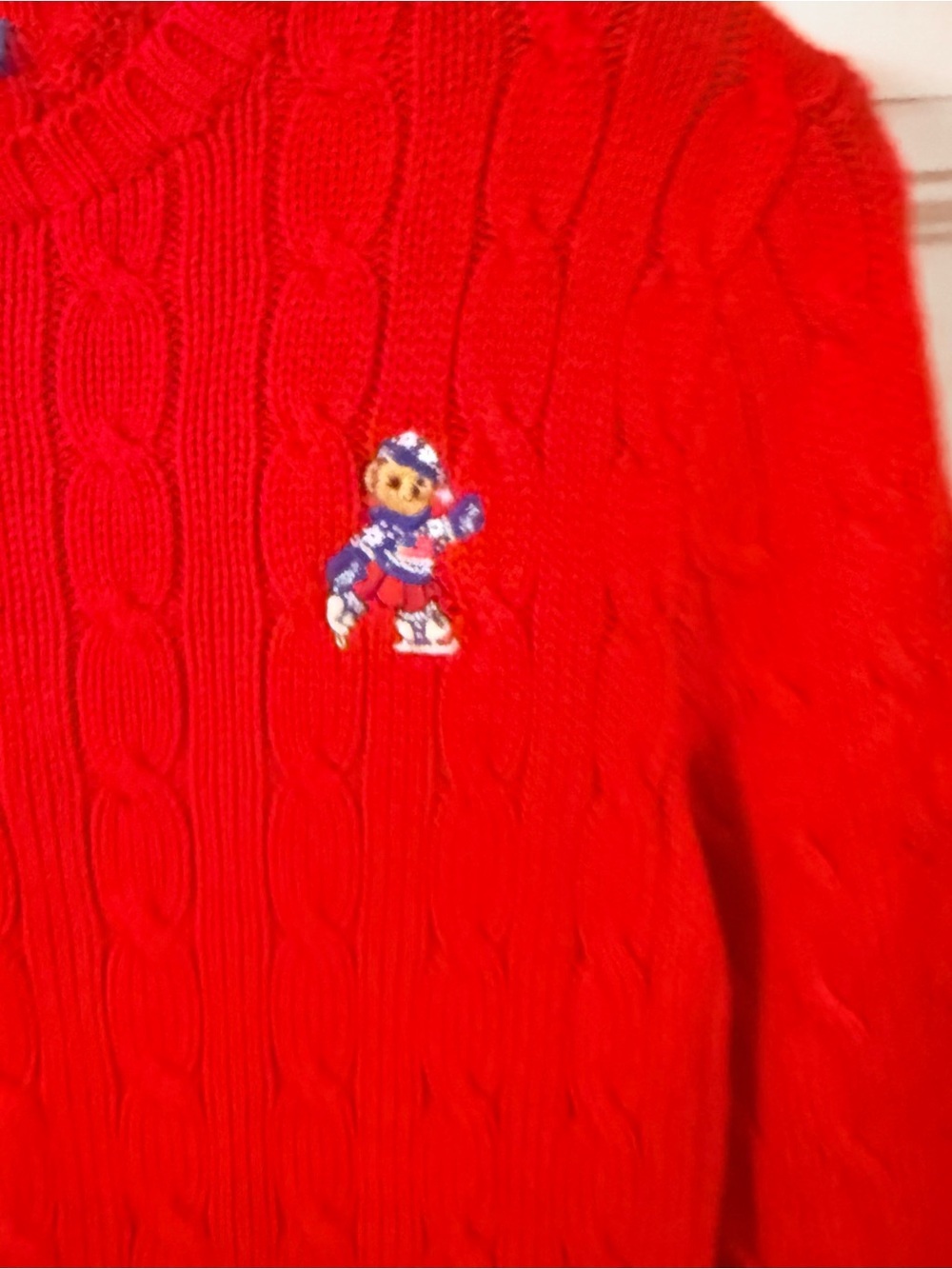 Ralph Lauren Women’s Polo Bear Cable Knit Sweater Red Sz S NWOT - Picture 4 of 15